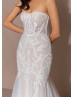 Ivory Embroidered Lace Tulle Enchanting Wedding Dress With Nude Lining